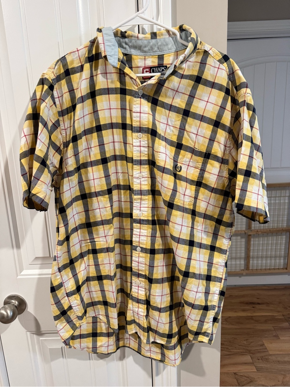 Ralph Lauren Yellow Black Plaid Short-Sleeve Button-Down Shirt